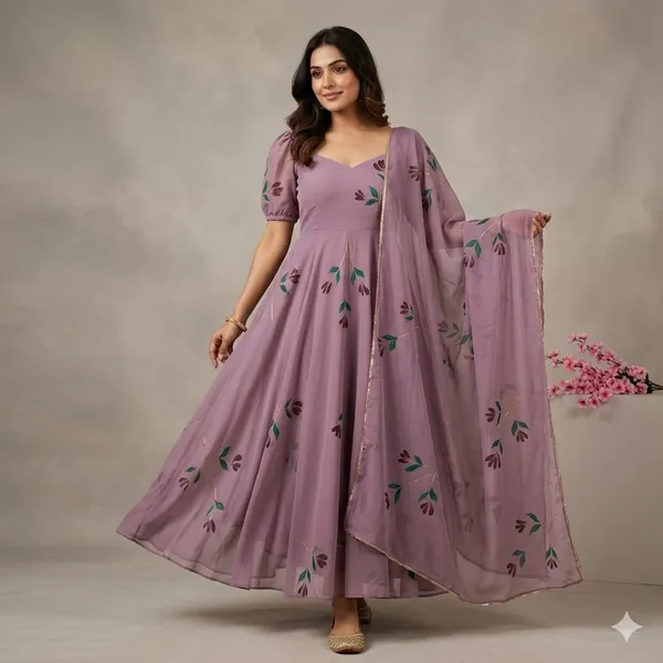 Lavender_Floral_printed_Anarkali_Suit_With_Dupatta