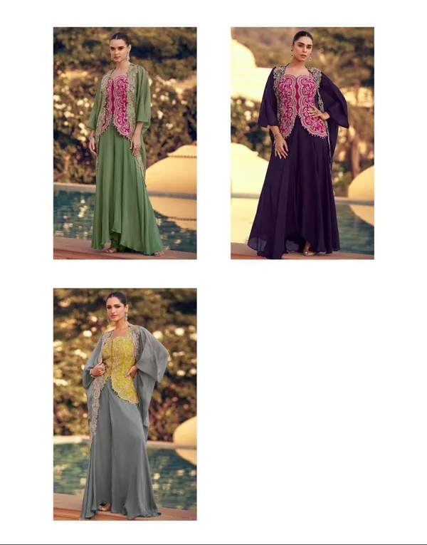 Pink_Elegant_Embroidered_Olive_Green_Sharara_Set_With_Fuchsia_Jacket