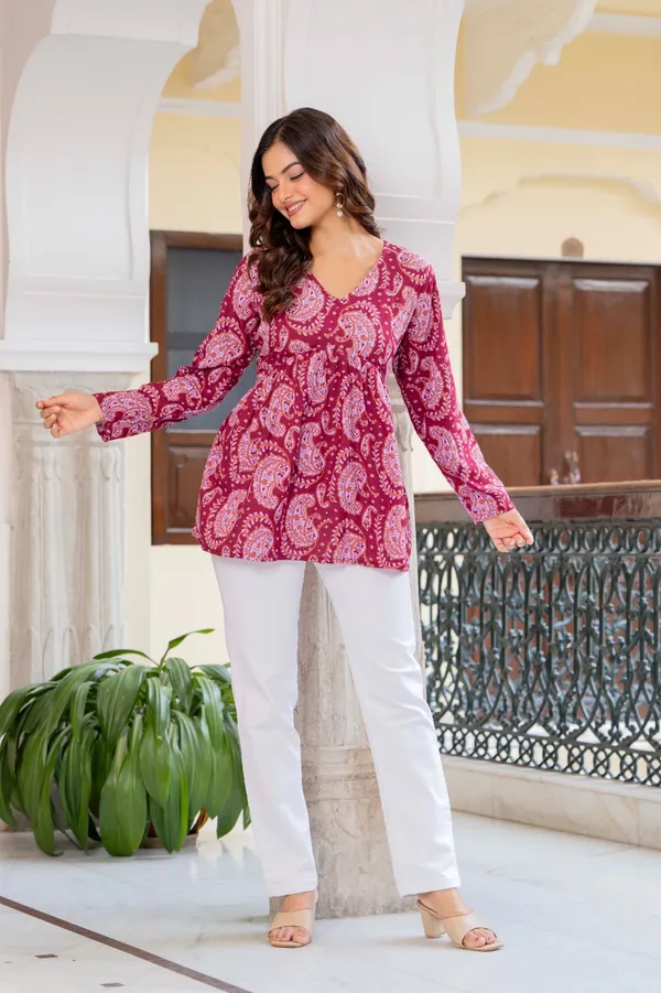 Pink_Paisley_Printed_Peplum_Top_For_Women