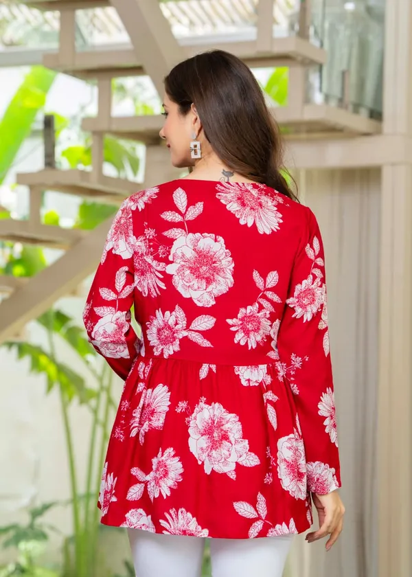 Red_Floral_Print_Womens_Tunic_Top_With_Long_Sleeves_And_V_Neck