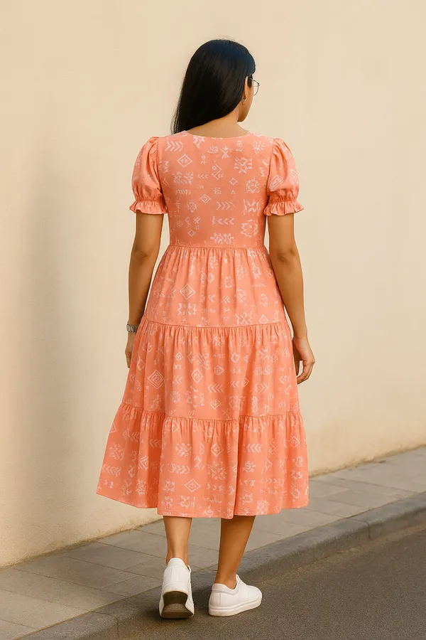 Coral_Pink_Printed_Tiered_Midi_Dress_With_Puff_Sleeves