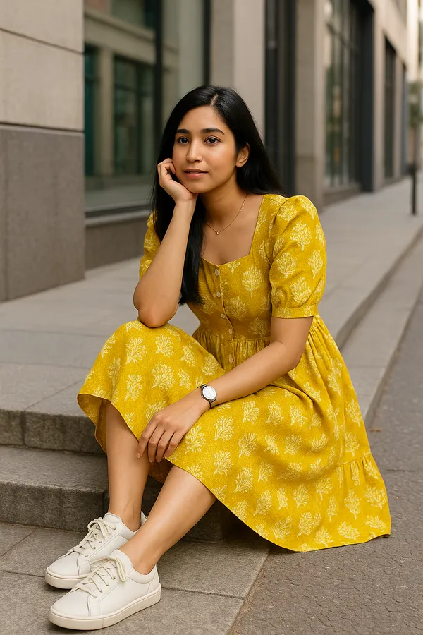 Yellow_Floral_Print_Tiered_Midi_Dress_With_Puff_Sleeves