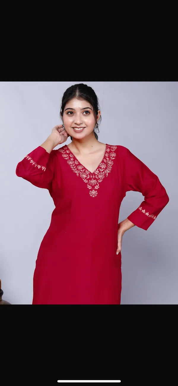 Red_Embroidered_Kurta_Set_For_Women