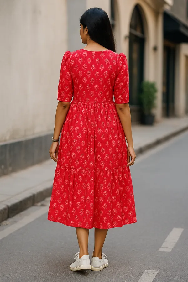 Red_Floral_Print_Tiered_Midi_Dress_With_Puff_Sleeves