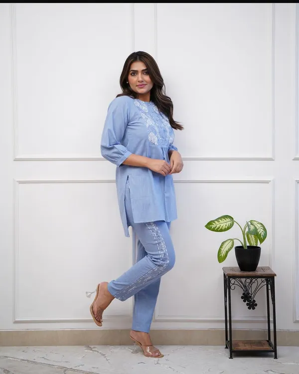 Powder_Blue_Embroidered_Cotton_Kurta_Pant_Set