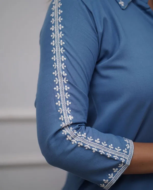 Blue_Embroidered_Collar_Shirt_And_Pant_Co_Ord_Set_For_Women