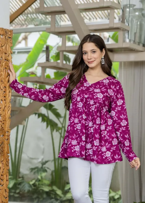 Purple_Floral_Print_Flared_Top_With_Long_Sleeves