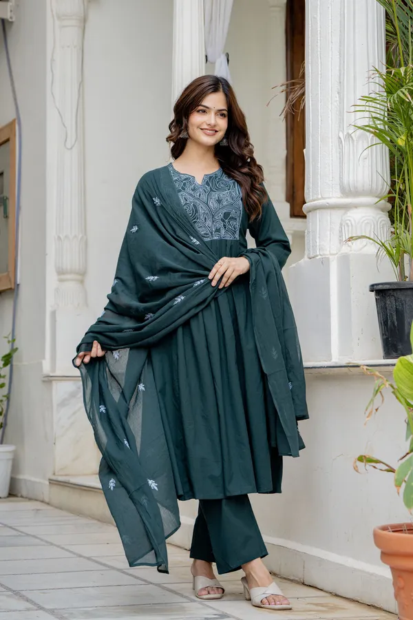 Teal_Warli_Print_Straight_Kurta_For_Women