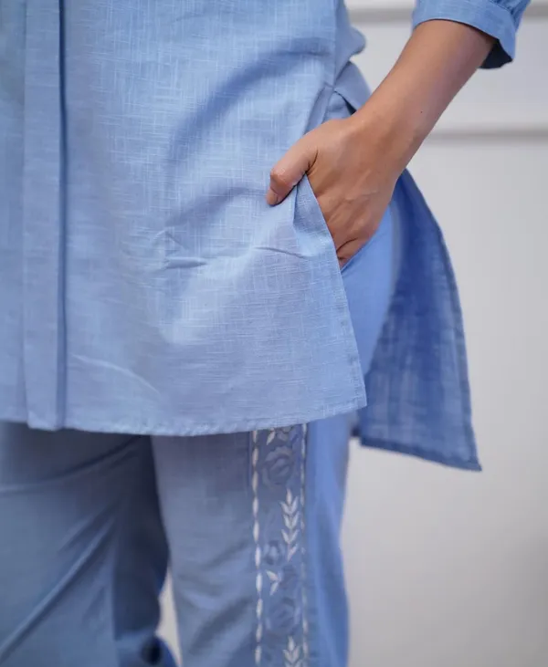 Powder_Blue_Embroidered_Cotton_Kurta_Pant_Set