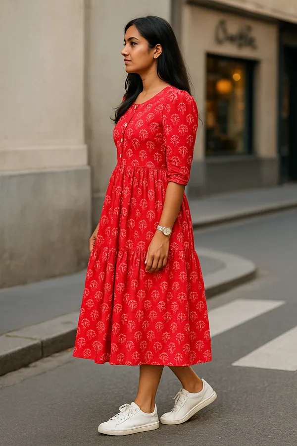 Red_Floral_Print_Tiered_Midi_Dress_With_Puff_Sleeves