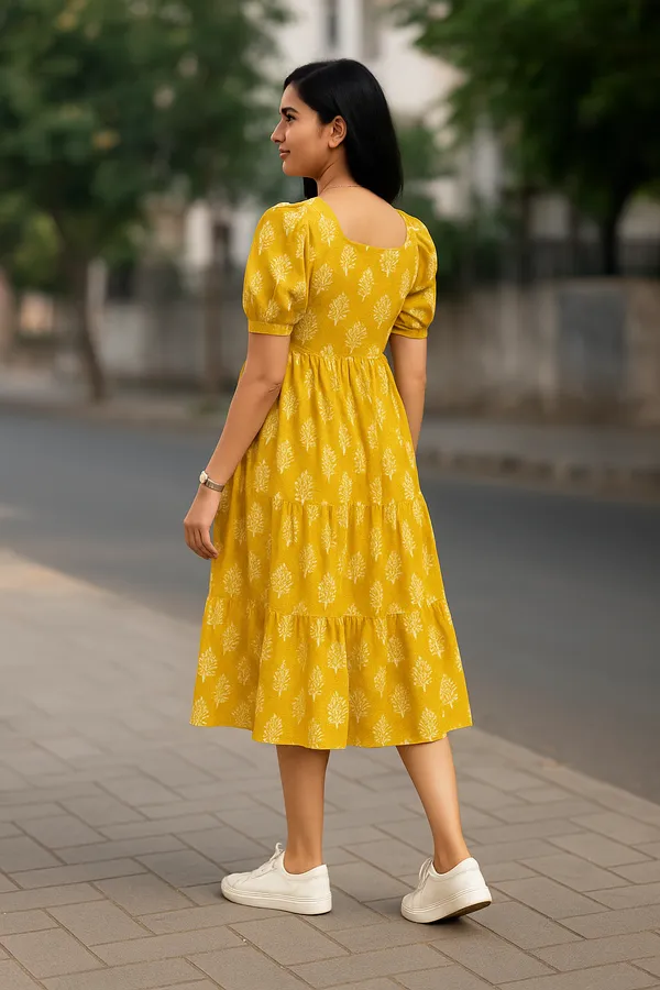 Yellow_Floral_Print_Tiered_Midi_Dress_With_Puff_Sleeves