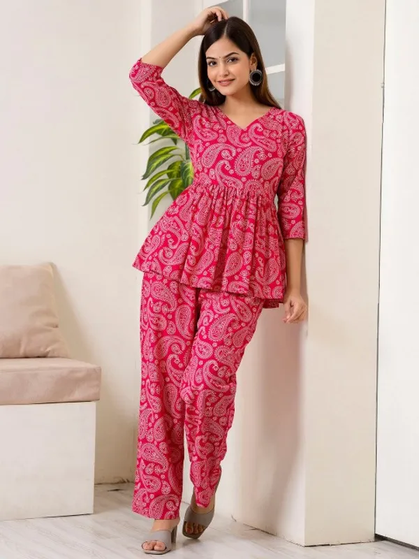Womens_Pink_Paisley_Print_Peplum_Top_And_Palazzo_Pants_Co_Ord_Set