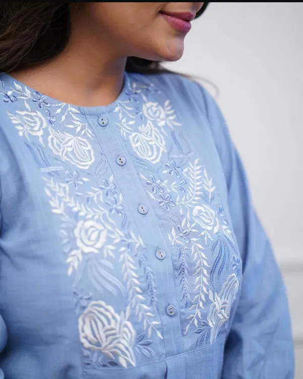 Powder_Blue_Embroidered_Cotton_Kurta_Pant_Set
