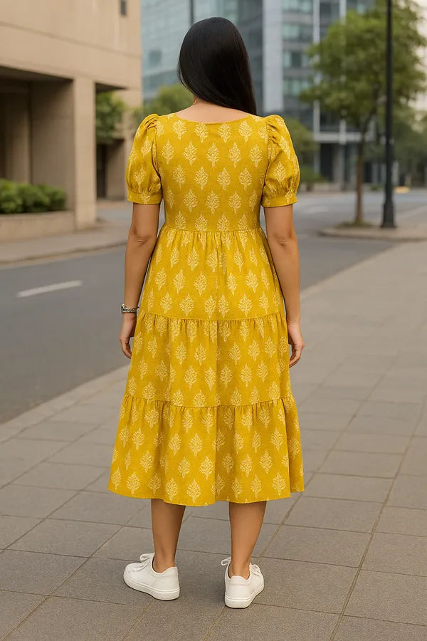 Yellow_Floral_Print_Tiered_Midi_Dress_With_Puff_Sleeves