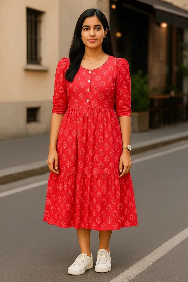 Red_Floral_Print_Tiered_Midi_Dress_With_Puff_Sleeves