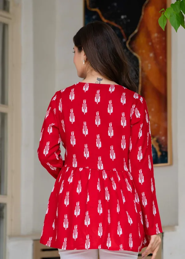 Red_Printed_Flared_Tunic_Top_For_Women