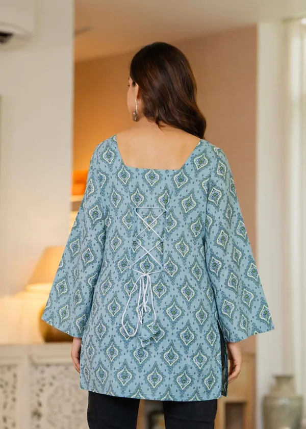 Womens_Blue_Printed_Tunic_Top_With_Back_Lace_Up_Detail