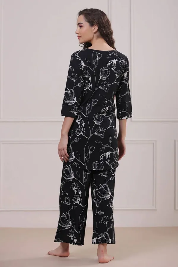 Black_Floral_Print_Top_And_Palazzo_Pants_Night_Suit_Set