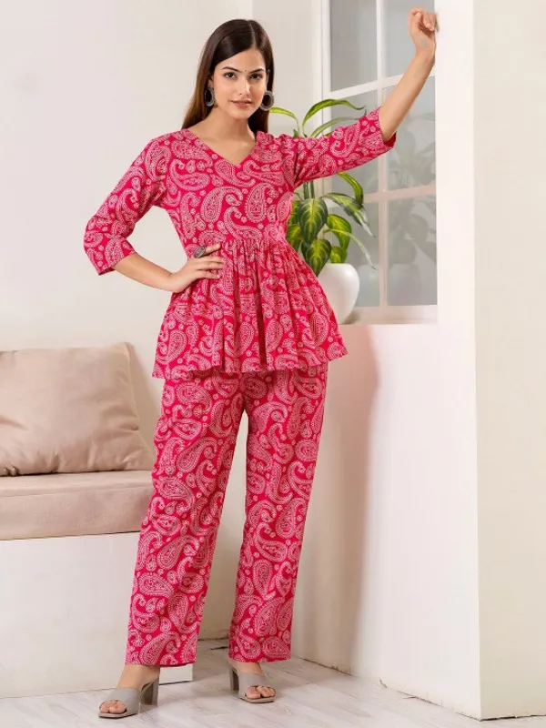 Womens_Pink_Paisley_Print_Peplum_Top_And_Palazzo_Pants_Co_Ord_Set