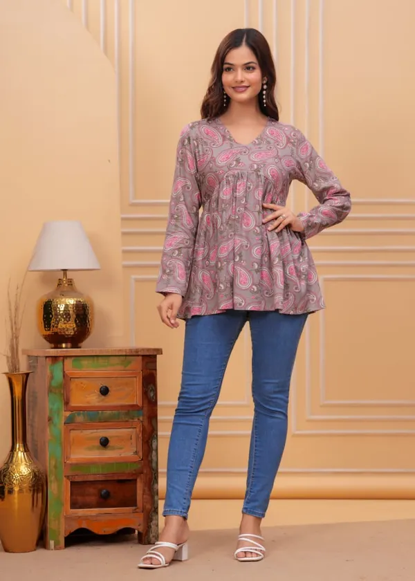 Grey_And_Pink_Paisley_Print_Long_Sleeve_Top_For_Women