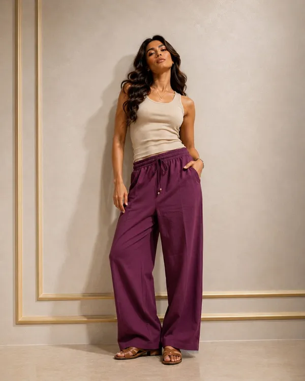 Purple_Cotton_Wide_Leg_Drawstring_Pants_for_Women
