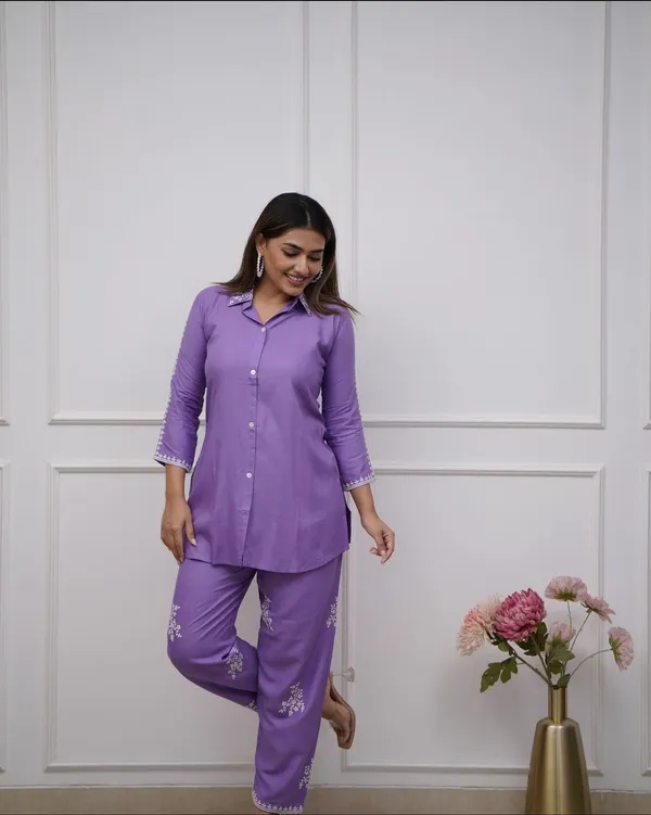 Purple_Embroidered_Night_Suit_Set_For_Women