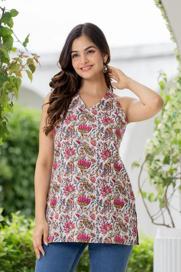 Multicolor_Womens_Sleeveless_Floral_Print_V_Neck_Top