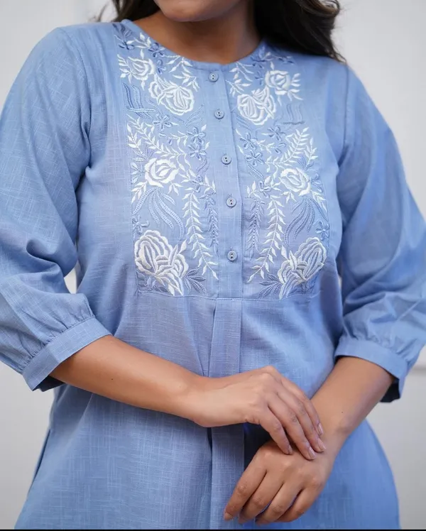 Powder_Blue_Embroidered_Cotton_Kurta_Pant_Set
