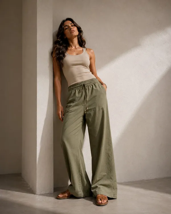 Olive_Cotton_Wide_Leg_Drawstring_Pants_for_Women