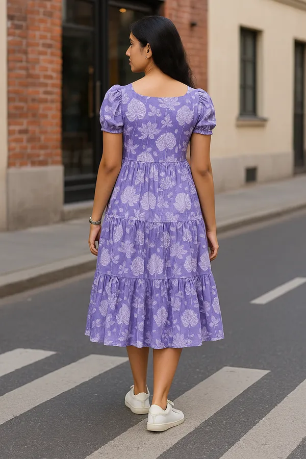 Purple_Floral_Print_Tiered_Midi_Dress_With_Puff_Sleeves