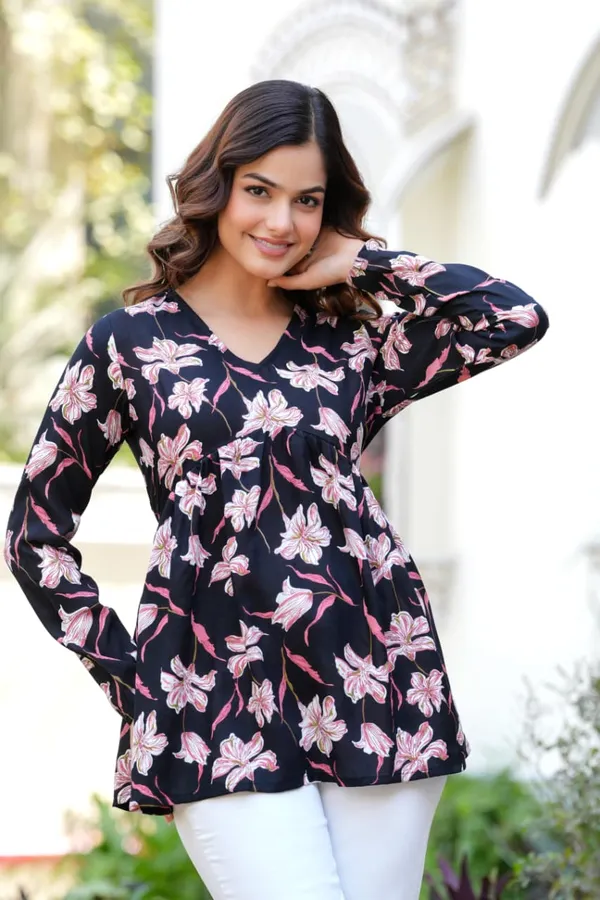 Black_Floral_Print_V_Neck_Full_Sleeve_Top_For_Women