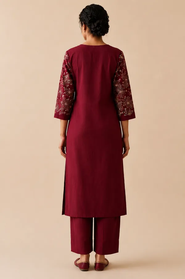 Maroon_Straight_Kurta_Set_for_Women
