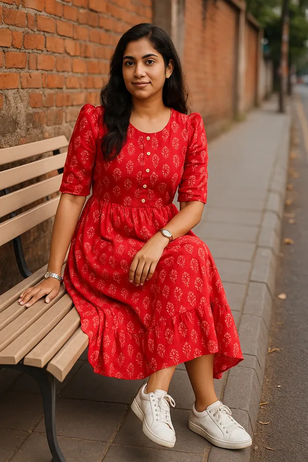 Red_Floral_Print_Tiered_Midi_Dress_With_Puff_Sleeves