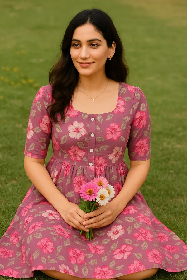 Mauve_Pink_Floral_Printed_Tiered_Midi_Dress_With_Button_Detail