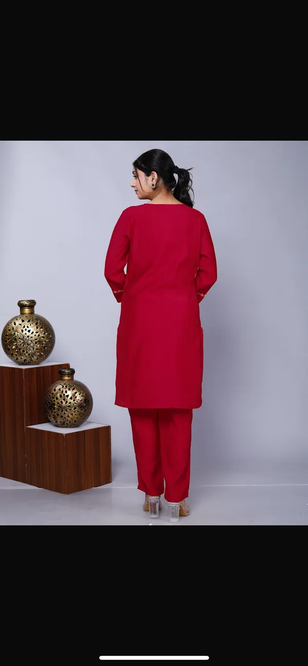 Red_Embroidered_Kurta_Set_For_Women