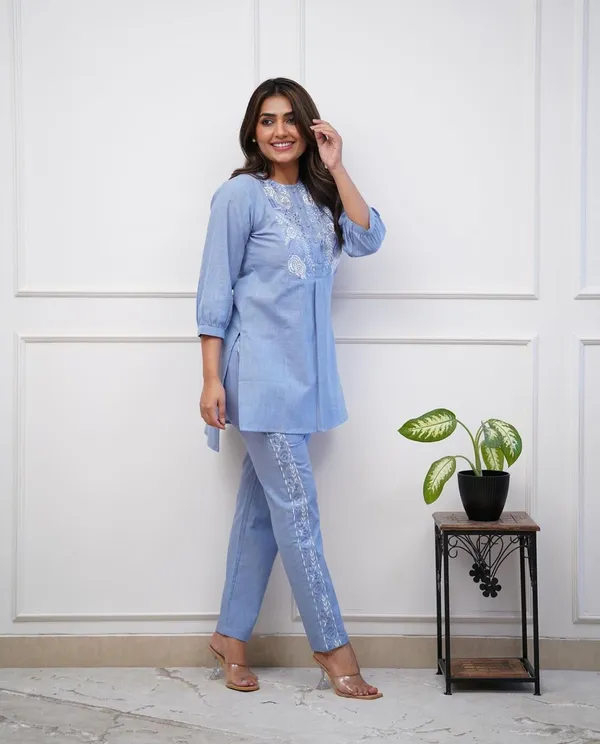 Powder_Blue_Embroidered_Cotton_Kurta_Pant_Set