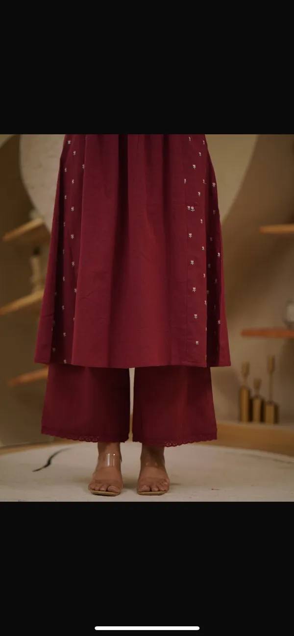 Maroon_Embroidered_Anarkali_Kurta_With_Palazzo_Set