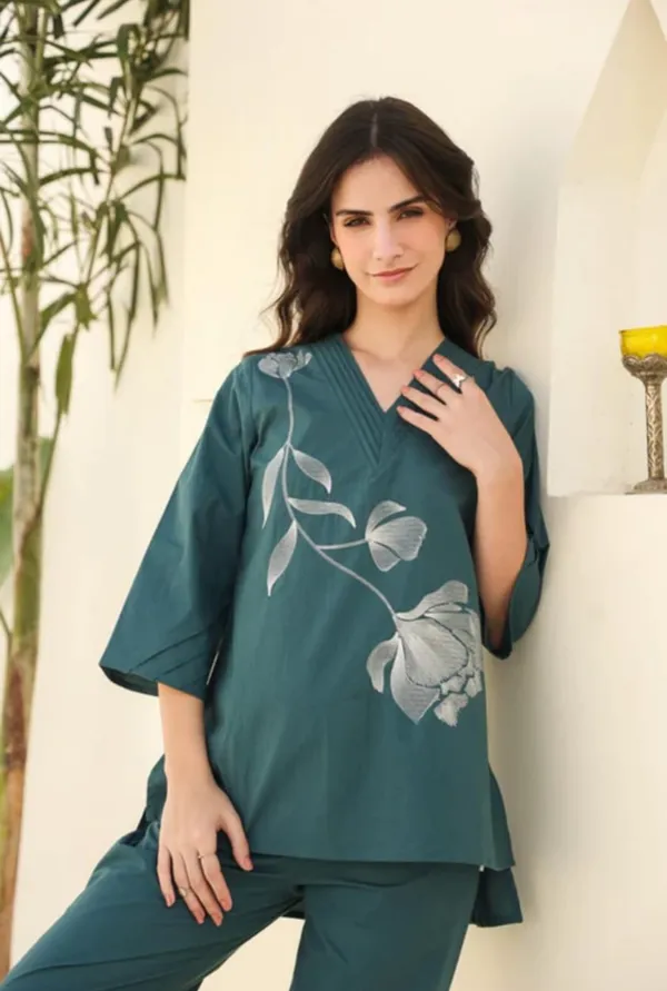 Teal_Green_Floral_Embroidered_Co_Ord_Set_For_Women