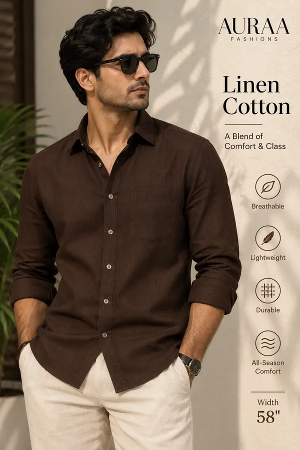 Coffee_Premium_Linen_Blended_Unstitched_Shirts_Fabric_For_Men
