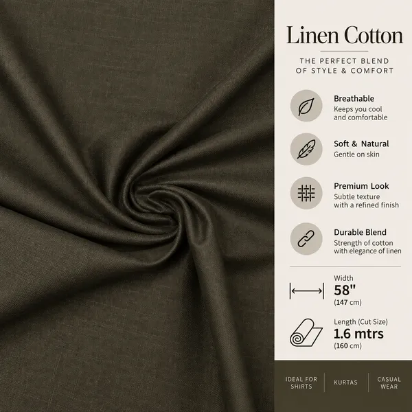 Dark_Olive_Premium_Linen_Blended_Unstitched_Shirts_Fabric_For_Men