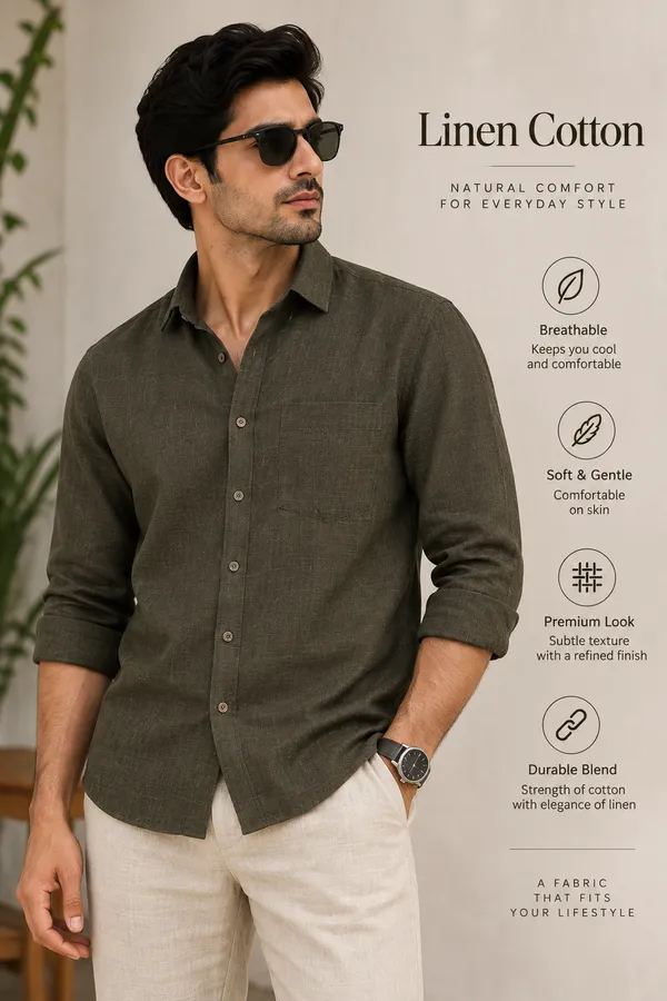 Dark_Olive_Premium_Linen_Blended_Unstitched_Shirts_Fabric_For_Men
