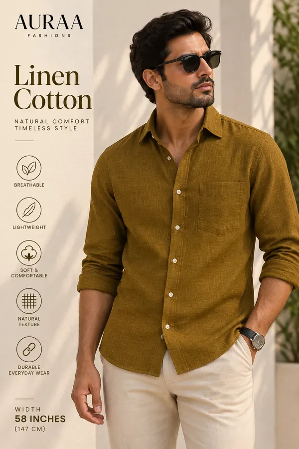 Mustard_Premium_Linen_Blended_Unstitched_Shirts_Fabric_For_Men