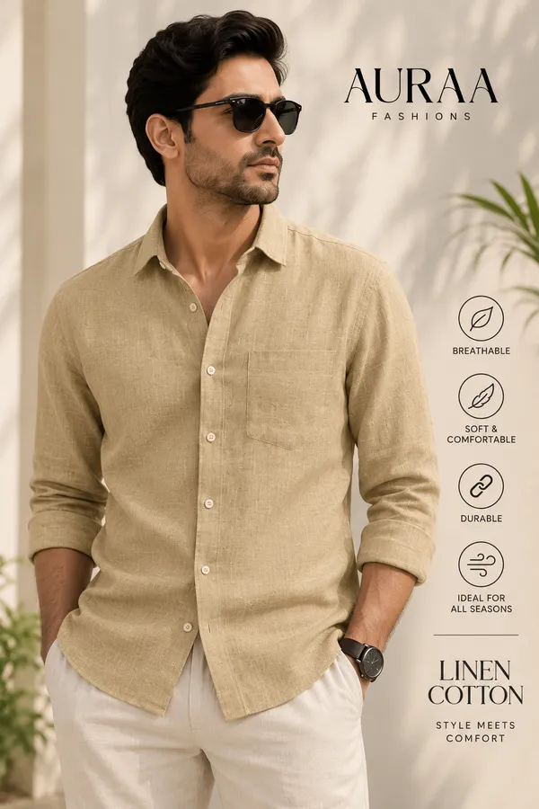 Sand_Biege_Premium_Linen_Blended_Unstitched_Shirts_Fabric_For_Men