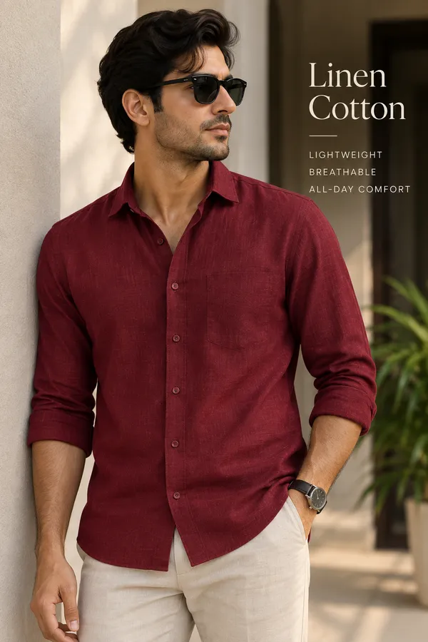 Mahroon_Premium_Linen_Blended_Unstitched_Shirts_Fabric_For_Men