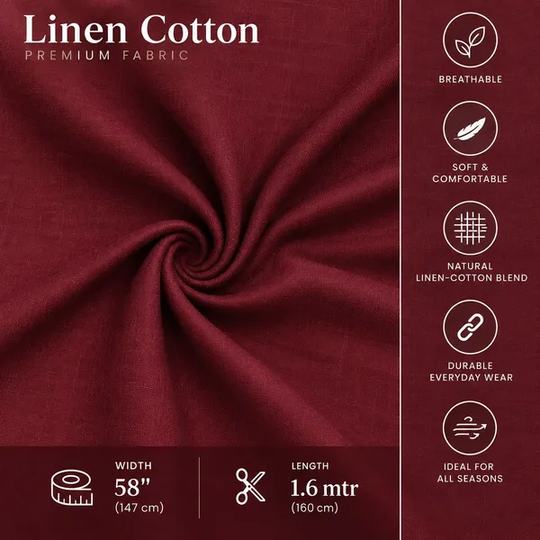 Mahroon_Premium_Linen_Blended_Unstitched_Shirts_Fabric_For_Men