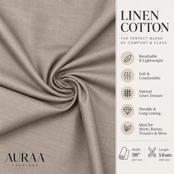 Khaki_Premium_Linen_Blended_Unstitched_Shirts_Fabric_For_Men