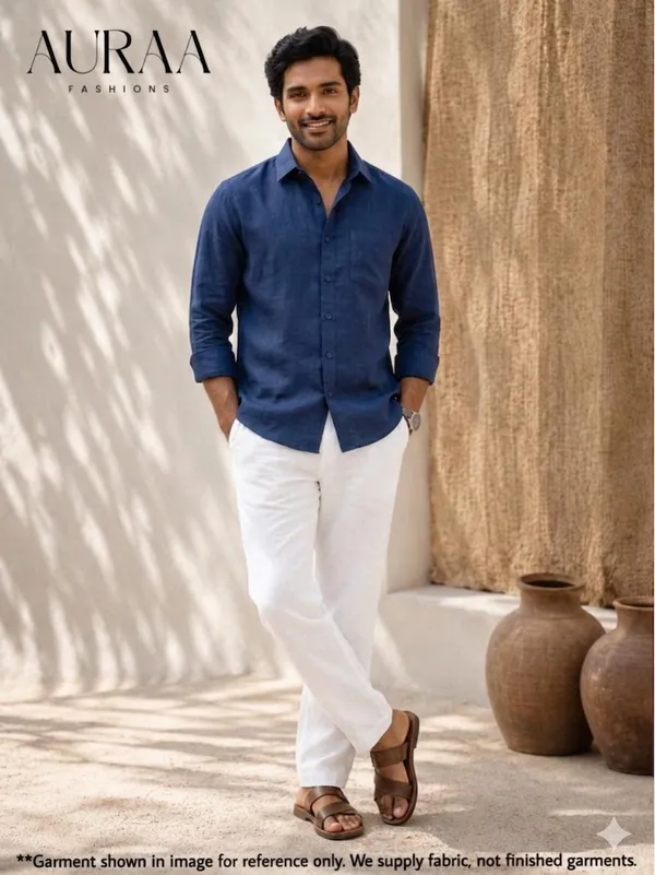 Navy_Blue_Shirt_&_White_Pant_Combo_For_Men_-_Original_100%_Premium_Cotton_Linen_