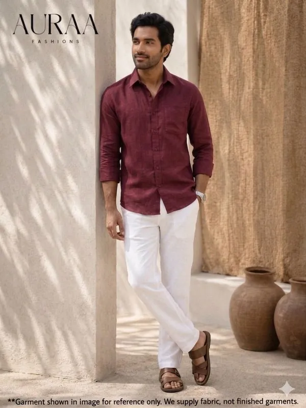 Original_100%_Premium_Cotton_Linen_Mahroon_Shirt_&_White_Pant_Combo_For_Men