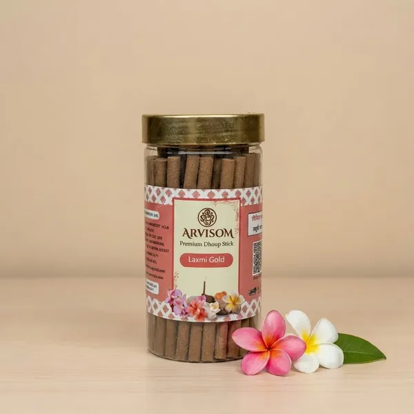 Arvisom_Laxmi_Gold_Premium_Dhoop_Sticks_200_Gm_Pack_Of_1_(Worth_240/-)_And_2_Roll_On_Of_3ml_(Worth_200/-)_Total_Worth_440_And_Offer_Price_300_