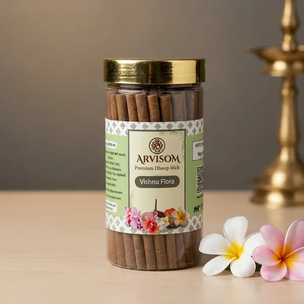 Arvisom_Vishnu_Flora_Premium_Dhoop_Sticks_200_Gm_Pack_Of_1_(Worth_240/-)_And_2_Roll_On_Of_3ml_(Worth_200/-)_Total_Worth_440_And_Offer_Price_300_